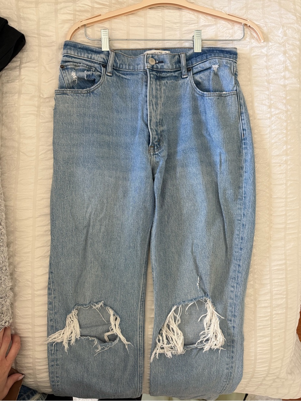Abercrombie & Fitch Light Blue Straight Leg Distressed Jeans